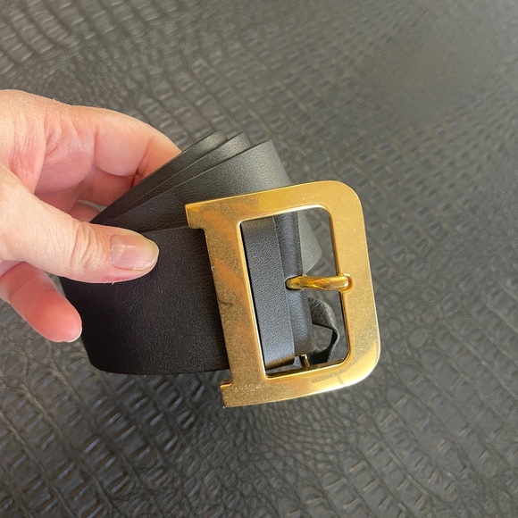 DIOR QUAKE BELT Size 90 Cristian Dior Black Smooth Calfskin Leather 55M - Picture 2 of 7